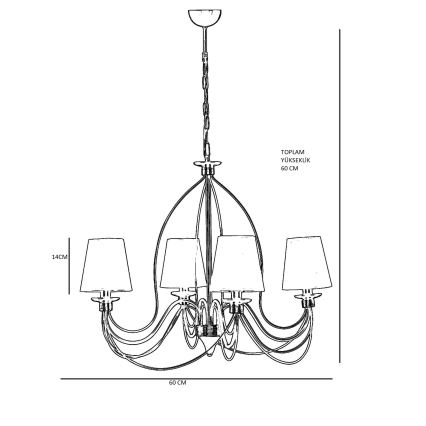 Lampadario a catena CLASSIC 4xE14/40W/230V bronzo/beige