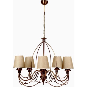 Lampadario a catena CLASSIC 5xE14/40W/230V bronzo/beige