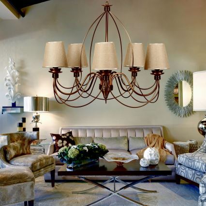 Lampadario a catena CLASSIC 5xE14/40W/230V bronzo/beige