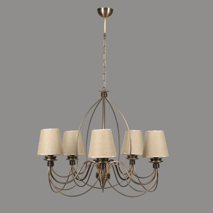 Lampadario a catena CLASSIC 5xE14/40W/230V bronzo/beige
