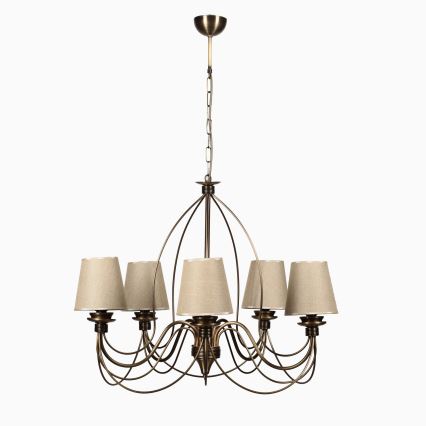Lampadario a catena CLASSIC 5xE14/40W/230V bronzo/beige