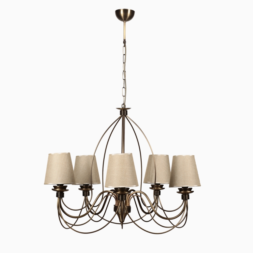 Lampadario a catena CLASSIC 5xE14/40W/230V bronzo/beige