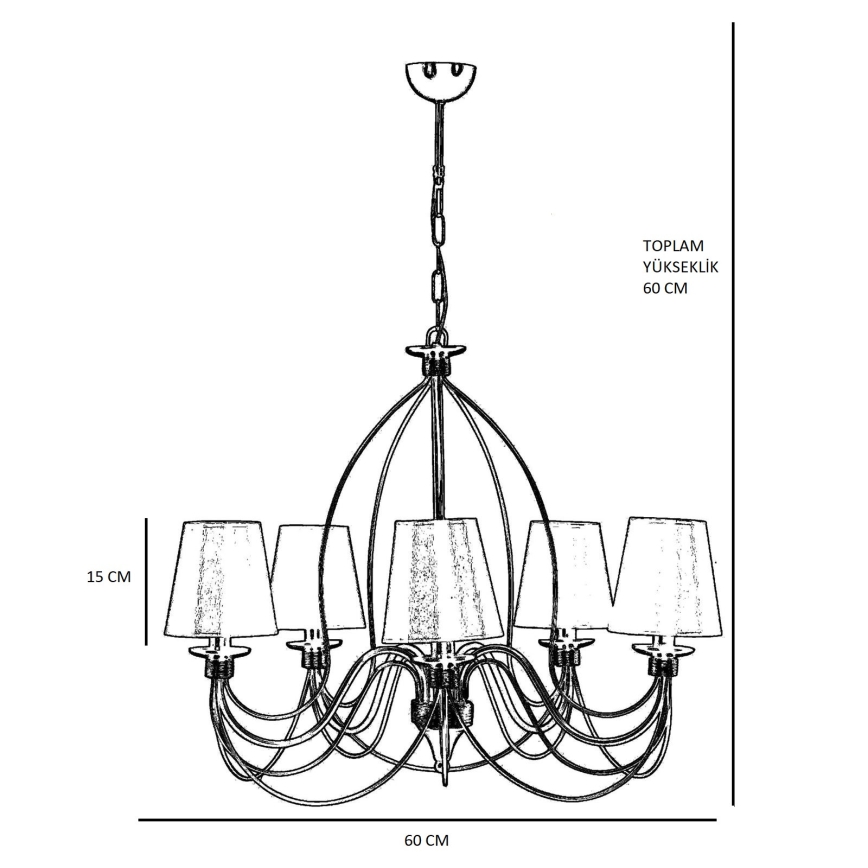 Lampadario a catena CLASSIC 5xE14/40W/230V bronzo/beige