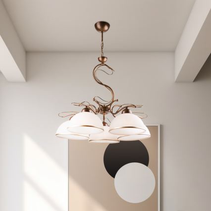 Lampadario a catena COBRA 5xE27/60W/230V bronzo/patina