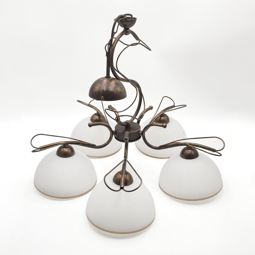 Lampadario a catena COBRA 5xE27/60W/230V bronzo/patina