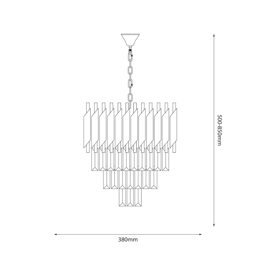 Lampadario a catena CRISTAL 5xE14/10W/230V nero/cromo opaco