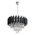 Lampadario a catena CRISTAL 5xE14/10W/230V Ø 38 cm nero/cromo opaco