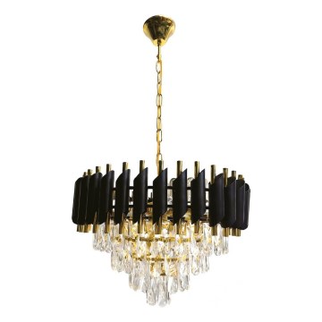 Lampadario a catena CRISTAL 7xE14/10W/230V nero/oro