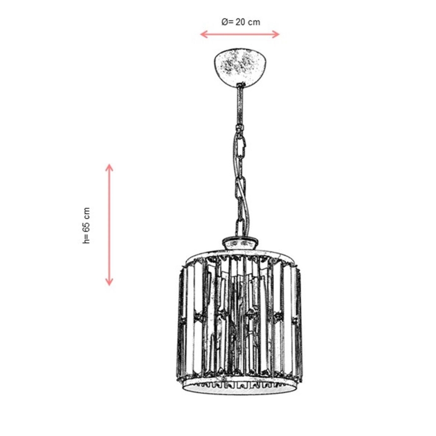 Lampadario a catena CRYSTALLINE 1xE27/6W/230V bronzo