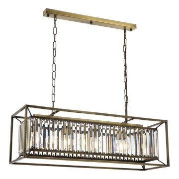 Lampadario a catena CRYSTALLINE 4xE27/6W/230V bronzo