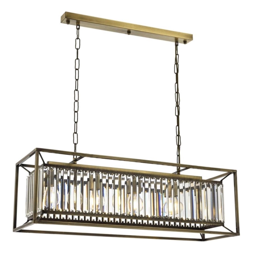 Lampadario a catena CRYSTALLINE 4xE27/6W/230V bronzo