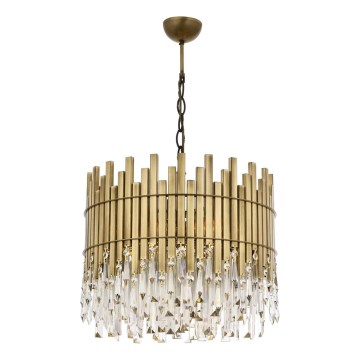 Lampadario a catena CRYSTALLINE 6xE27/40W/230V Ø 40 cm ottone