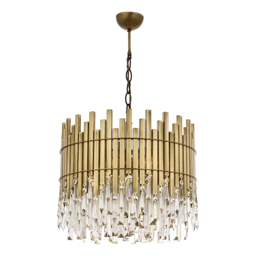 Lampadario a catena CRYSTALLINE 6xE27/40W/230V Ø 40 cm ottone