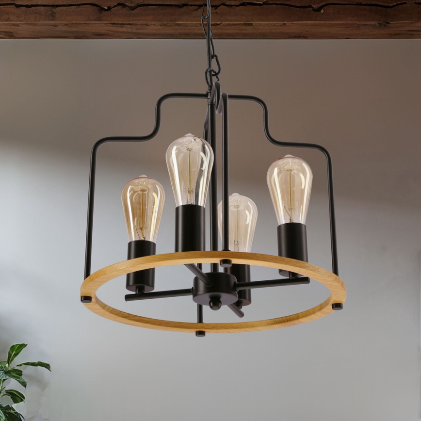 Lampadario a catena DATUS 4xE27/40W/230V nero/marrone