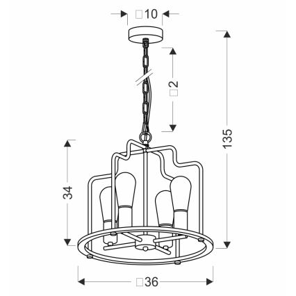 Lampadario a catena DATUS 4xE27/40W/230V nero/marrone