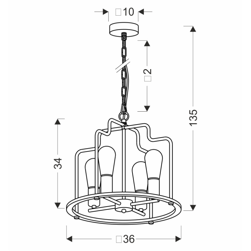 Lampadario a catena DATUS 4xE27/40W/230V nero/marrone