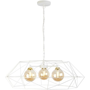 Lampadario a catena DEXA 3xG9/10W/230V crema/oro/beige fumé