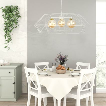Lampadario a catena DEXA 3xG9/10W/230V crema/oro/beige fumé