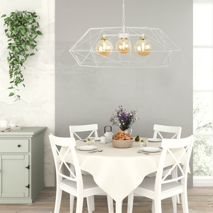 Lampadario a catena DEXA 3xG9/10W/230V crema/oro/beige fumé