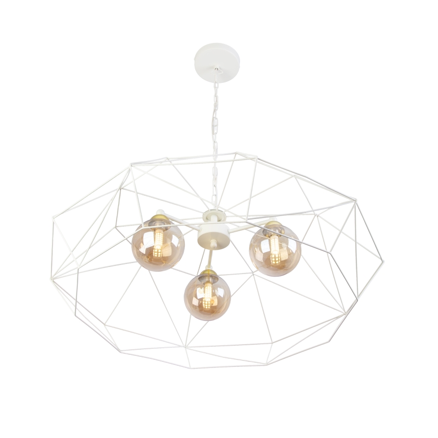 Lampadario a catena DEXA 3xG9/10W/230V crema/oro/beige fumé