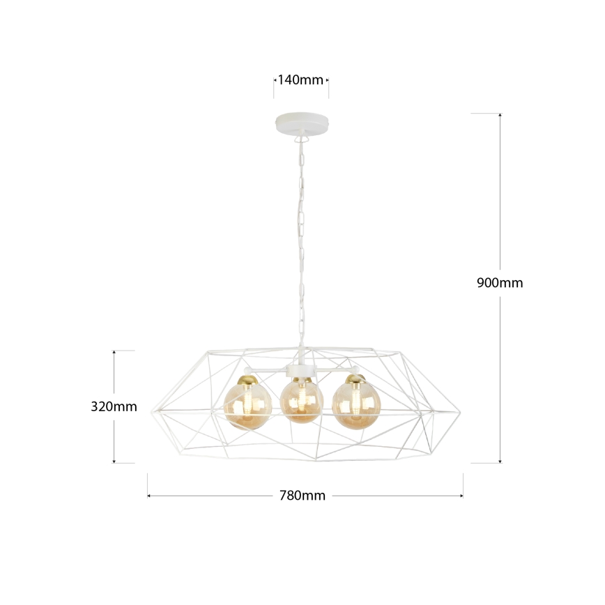Lampadario a catena DEXA 3xG9/10W/230V crema/oro/beige fumé