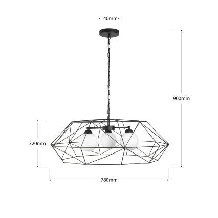 Lampadario a catena DEXA 3xG9/10W/230V nero