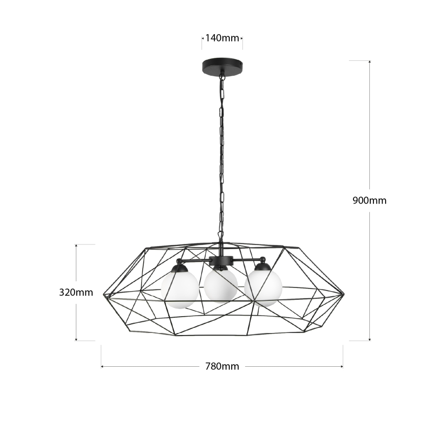 Lampadario a catena DEXA 3xG9/10W/230V nero