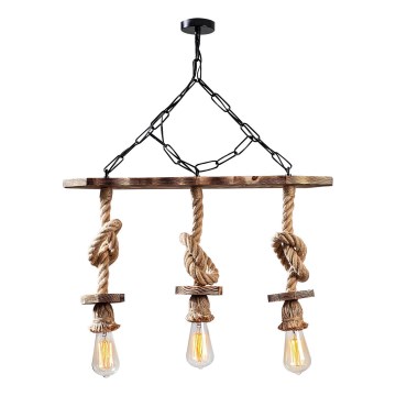 Lampadario a catena EREBOS 3xE27/40W/230V marrone