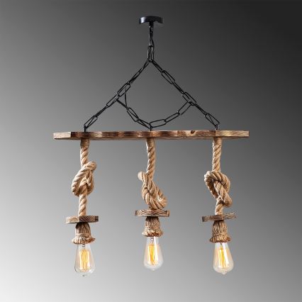 Lampadario a catena EREBOS 3xE27/40W/230V marrone