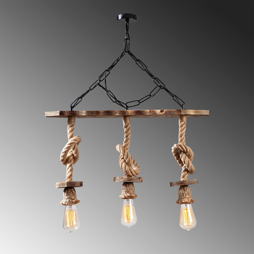 Lampadario a catena EREBOS 3xE27/40W/230V marrone