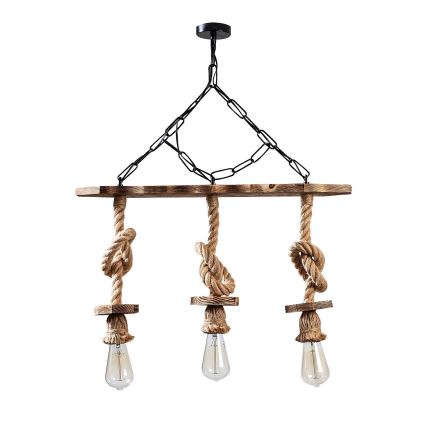 Lampadario a catena EREBOS 3xE27/40W/230V marrone