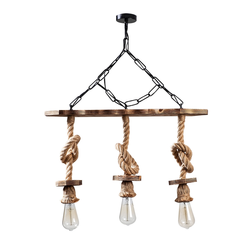 Lampadario a catena EREBOS 3xE27/40W/230V marrone