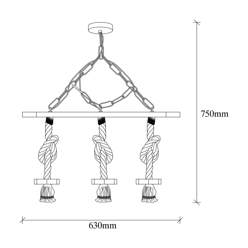 Lampadario a catena EREBOS 3xE27/40W/230V marrone