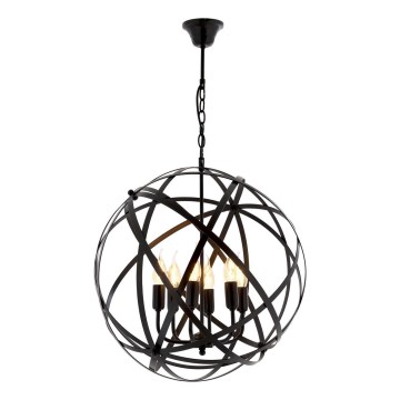 Lampadario a catena IRONBALL 6xE27/40W/230V nero