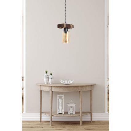 Lampadario a catena JASMIN 1xE27/40W/230V marrone/beige