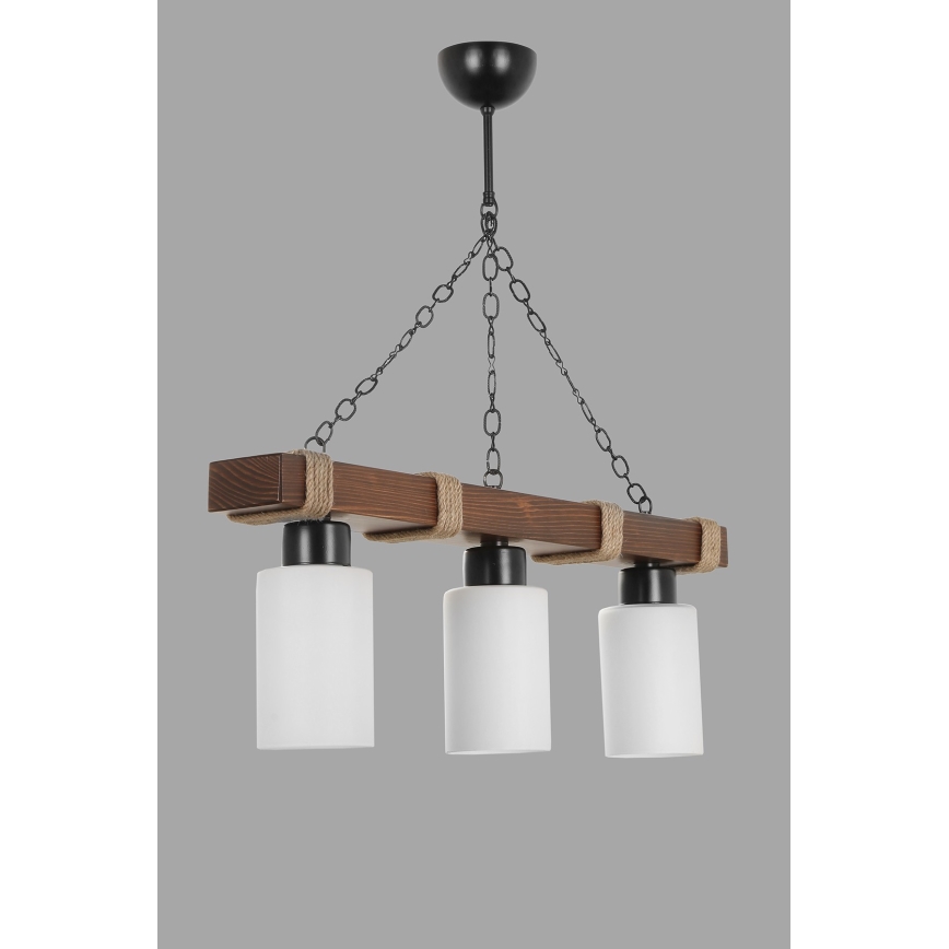 Lampadario a catena JASMIN 3xE27/40W/230V marrone/bianco