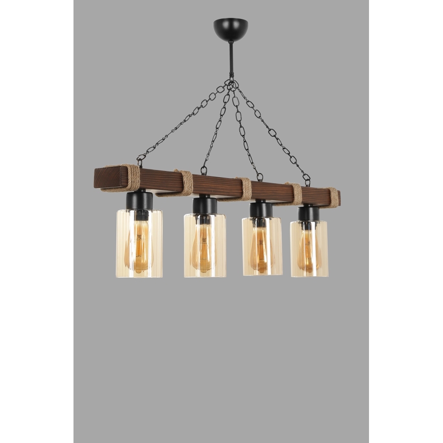 Lampadario a catena JASMIN 4xE27/40W/230V marrone/beige