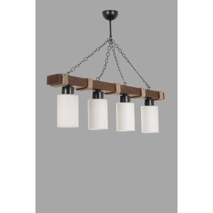 Lampadario a catena JASMIN 4xE27/40W/230V marrone/bianco