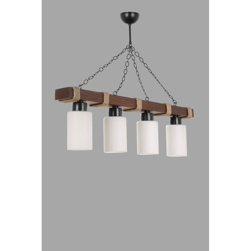 Lampadario a catena JASMIN 4xE27/40W/230V marrone/bianco