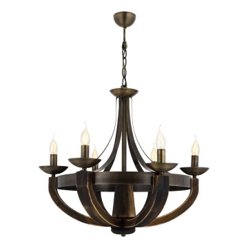 Lampadario a catena KOBE 6xE14/40W/230V marrone