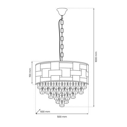 Lampadario a catena LUXURIA 9xE14/40W/230V oro