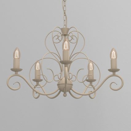 Lampadario a catena MAURO 5xE14/15W/230V beige