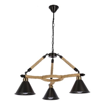 Lampadario a catena NEGRU 3xE27/40W/230V nero/marrone