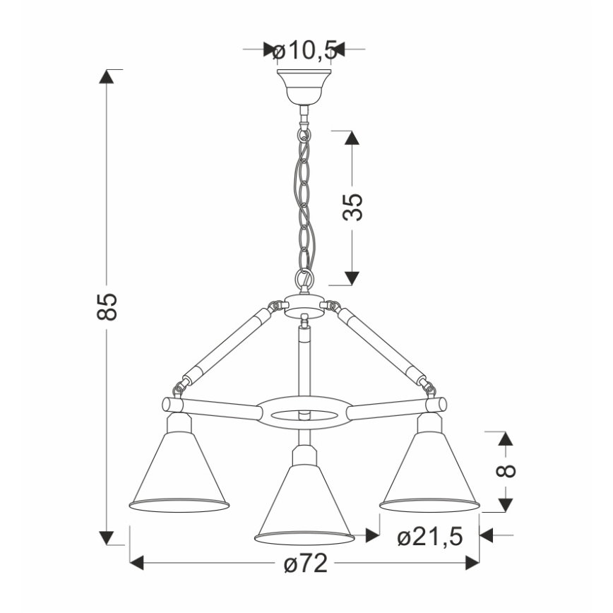 Lampadario a catena NEGRU 3xE27/40W/230V nero/marrone