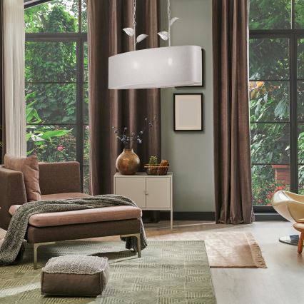 Lampadario a catena NOEMI 2xE27/60W/230V argento/bianco patinato