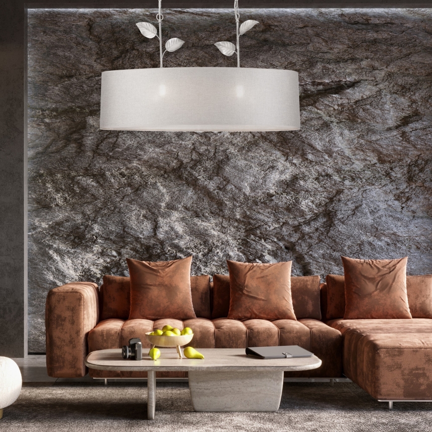 Lampadario a catena NOEMI 2xE27/60W/230V argento/bianco patinato