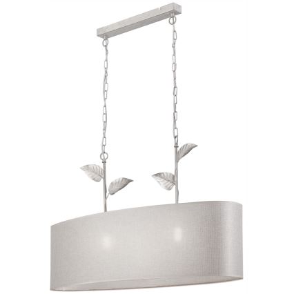 Lampadario a catena NOEMI 2xE27/60W/230V argento/bianco patinato