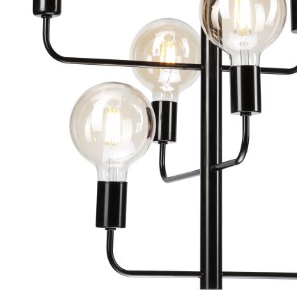 Lampadario a catena ORLANDO 8xE27/60W/230V nero