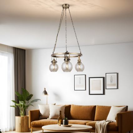 Lampadario a catena POLINO 3xE27/40W/230V, finitura bronzo