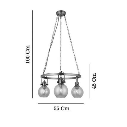 Lampadario a catena POLINO 3xE27/40W/230V, finitura bronzo